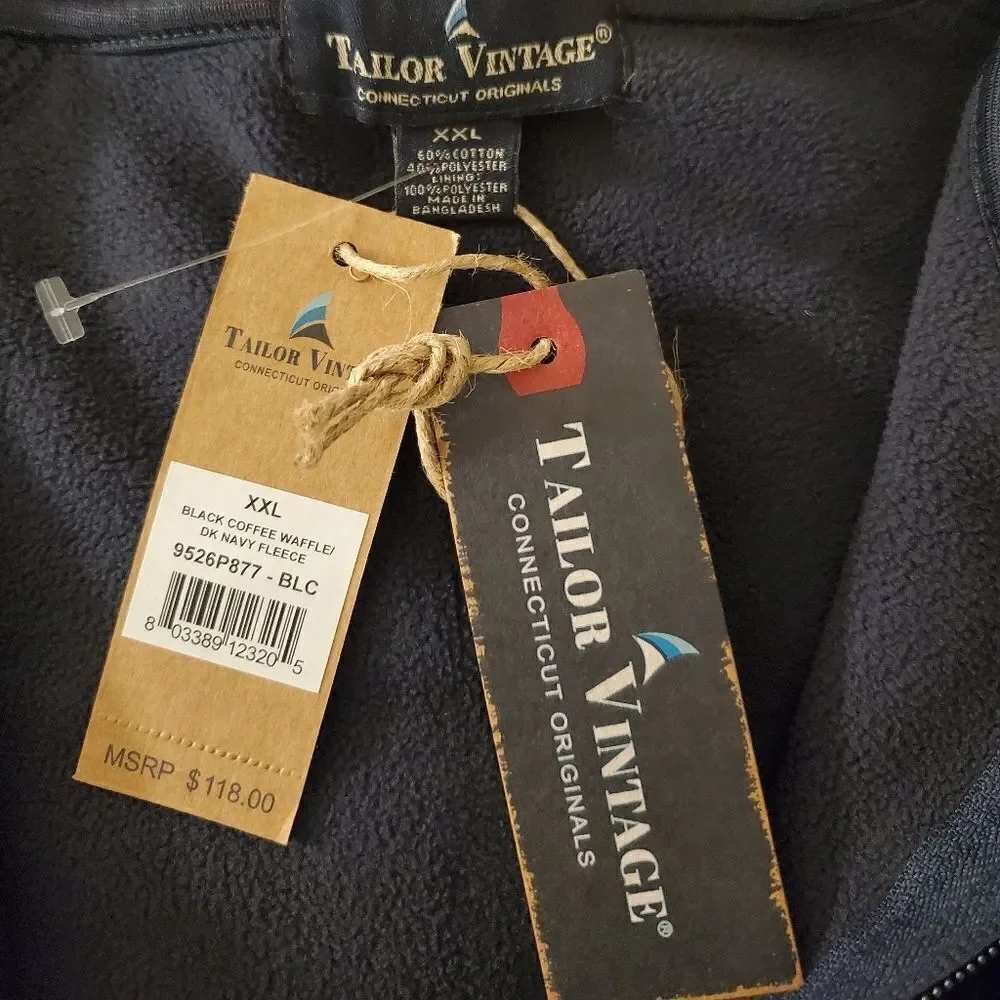 NEW: Tailor Vintage PUREtec cool® Waffle Bonded Fleece Full Zip size XXL